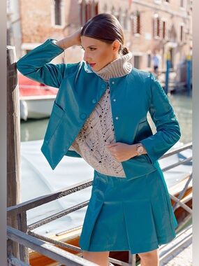 TURQUOISE VINYL: STEFANEL SKIRT NWT